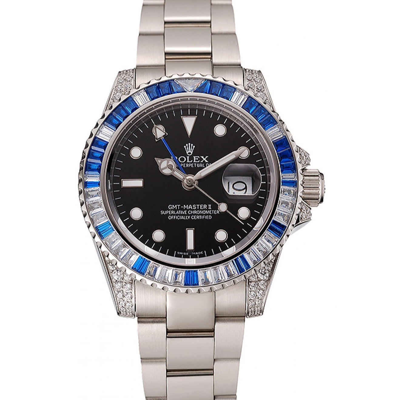 Black Stone Bracelet GMT Swiss Dial Stainless Master Steel Case And Rolex Set II Bezel 1453747 0620
